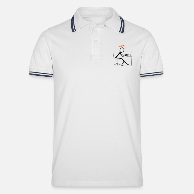 Computerarbeit - Männer Tipped Poloshirt - Weiß/Navy