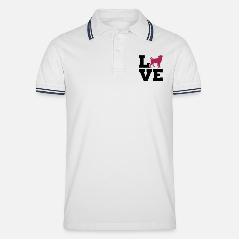 Mops - Männer Tipped Poloshirt - Weiß/Navy