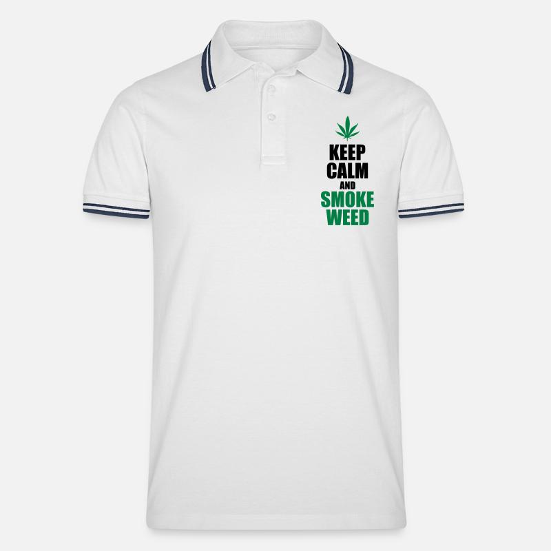 Keep Calm and Smoke Weed - Polo tipped Homme - blanc/marine