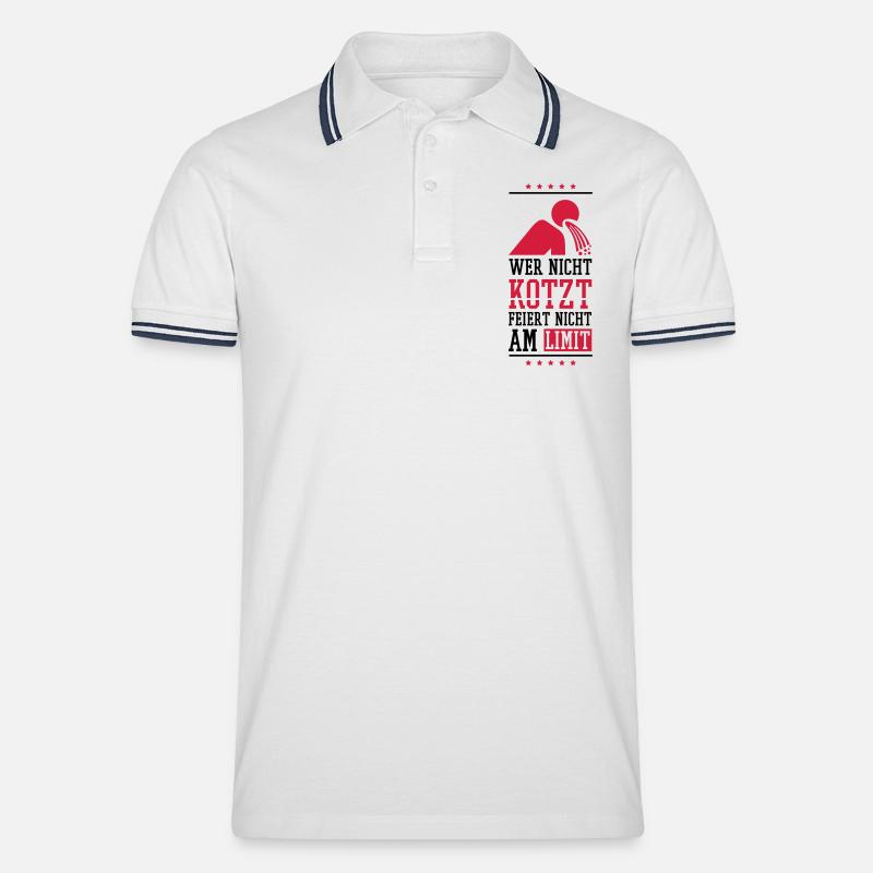 wer_nicht_kotzt_feiert_nicht_am_limit_2f - Männer Tipped Poloshirt - Weiß/Navy