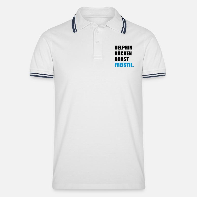 schwimmen - Männer Tipped Poloshirt - Weiß/Navy