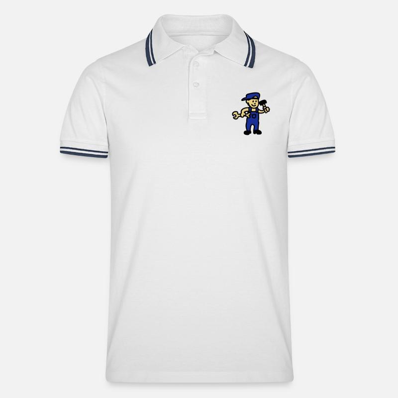 Craftsman 3 - Polo tipped Homme - blanc/marine