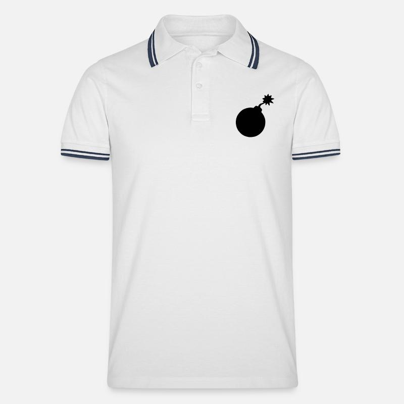 Bombe by www.codeshirt24.de - Männer Tipped Poloshirt - Weiß/Navy