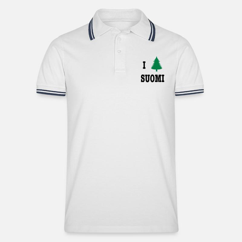 I heart Soumi - Männer Tipped Poloshirt - Weiß/Navy