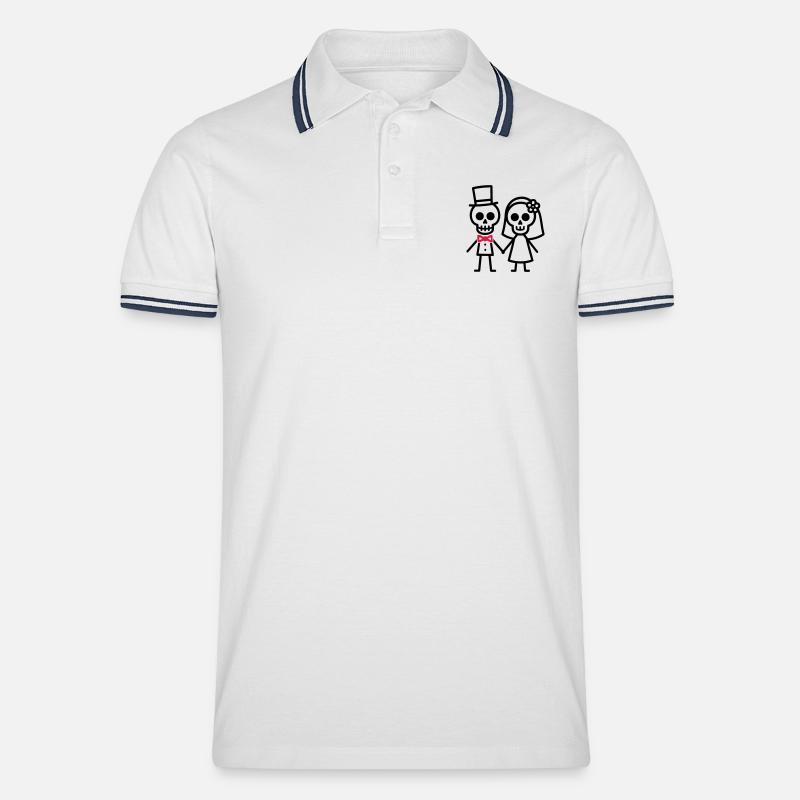 Hochzeit Ehepaar - Männer Tipped Poloshirt - Weiß/Navy