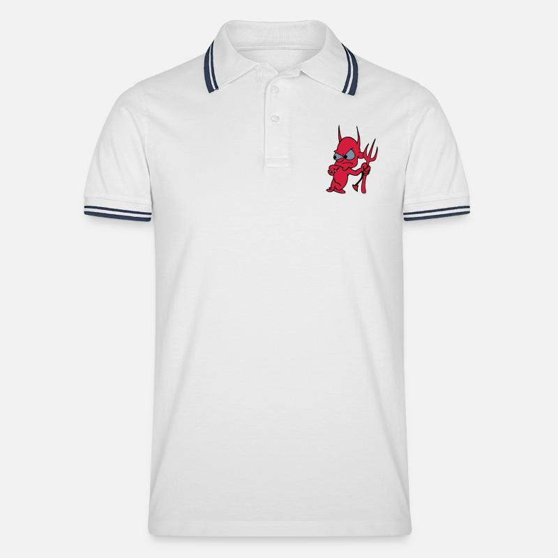 Teufel - Männer Tipped Poloshirt - Weiß/Navy