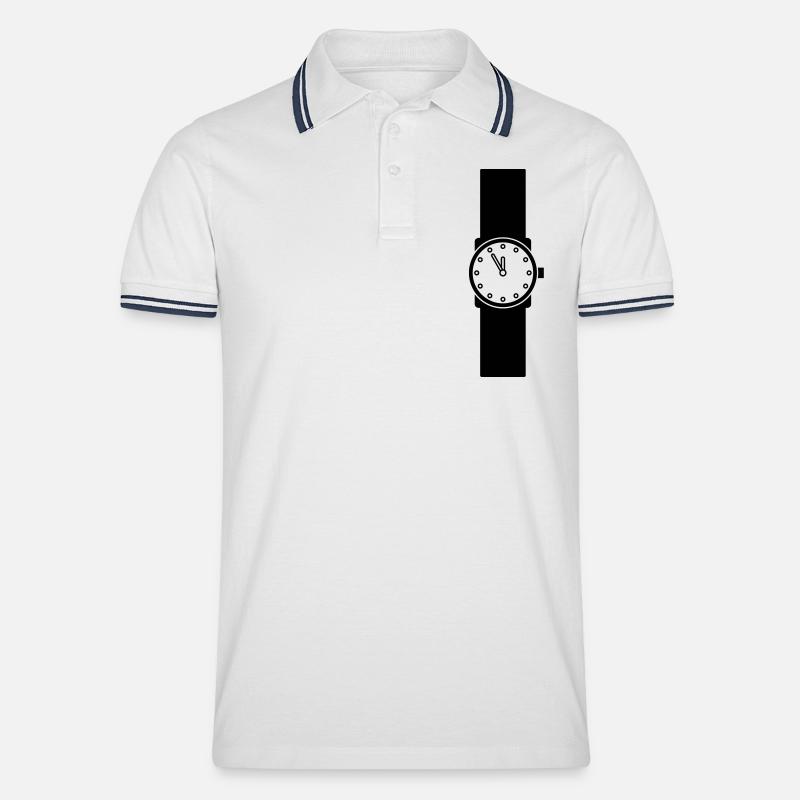 wristwatch - Männer Tipped Poloshirt - Weiß/Navy