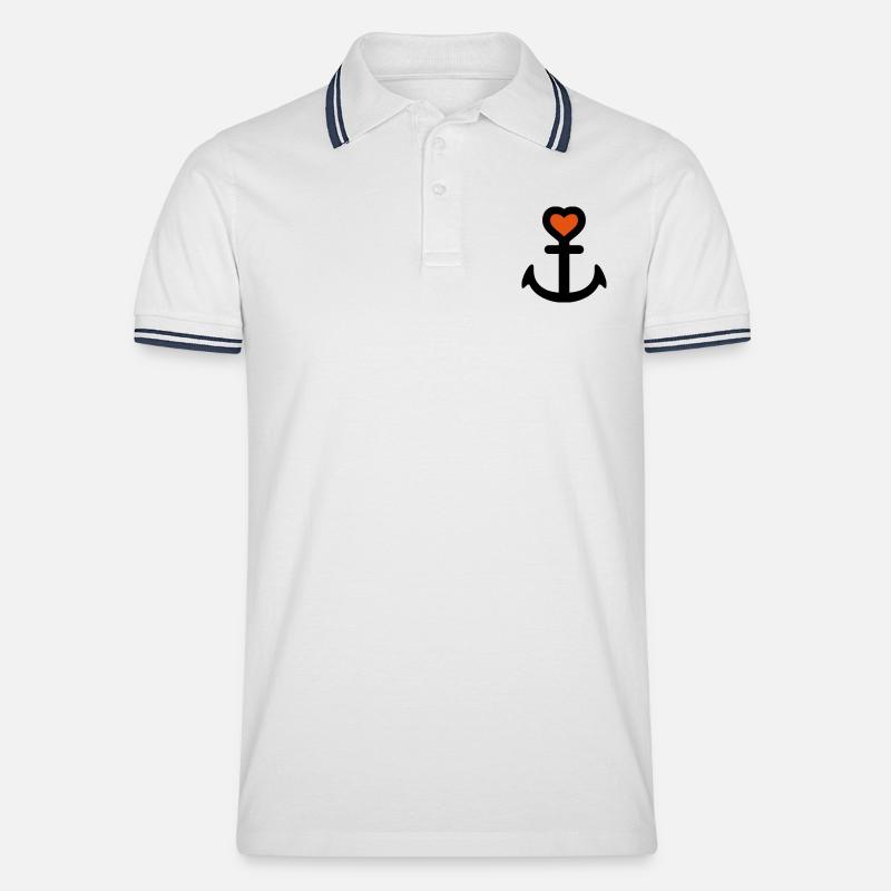 herzanker_062011a_2c - Männer Tipped Poloshirt - Weiß/Navy