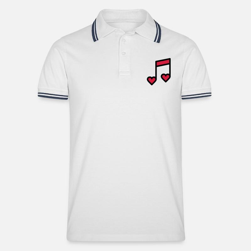 Romantische Musik Note - Männer Tipped Poloshirt - Weiß/Navy