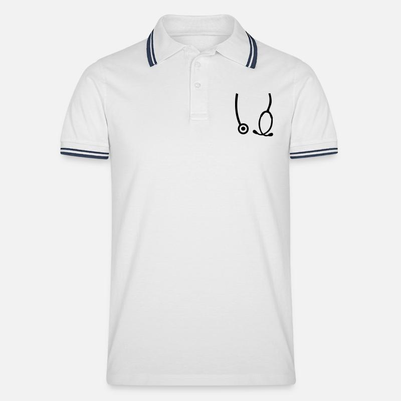 Stethoskop Arzt - Männer Tipped Poloshirt - Weiß/Navy