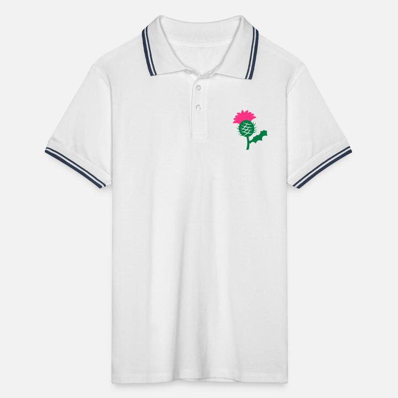 Einzel Kopf Blume der schottischen Distel Männer Tipped Poloshirt