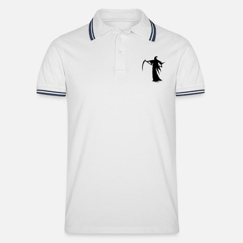 Death - Männer Tipped Poloshirt - Weiß/Navy