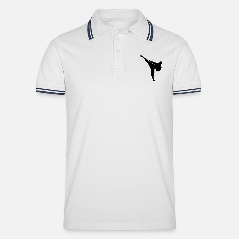 karate - Männer Tipped Poloshirt - Weiß/Navy