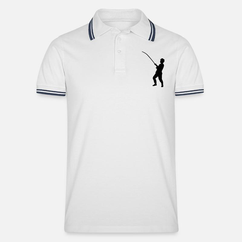 fishing men - Männer Tipped Poloshirt - Weiß/Navy