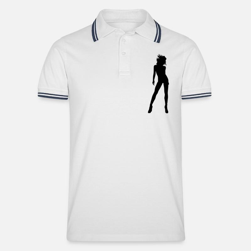tänzerin - Männer Tipped Poloshirt - Weiß/Navy