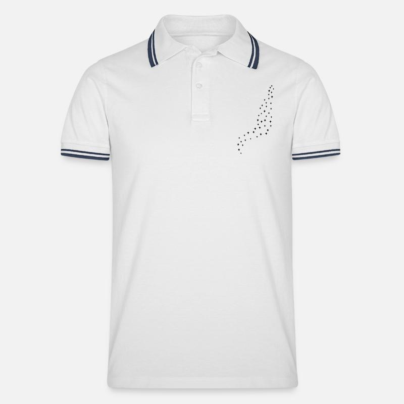 sterne_001 - Männer Tipped Poloshirt - Weiß/Navy