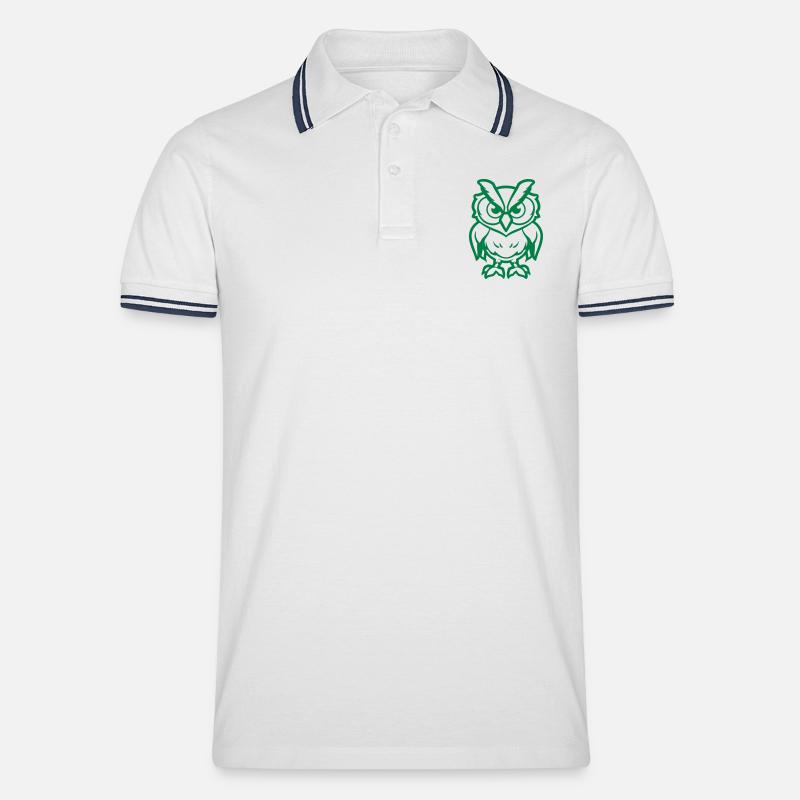 Owl Comic - Men's Tipped Polo Shirt - white/navy