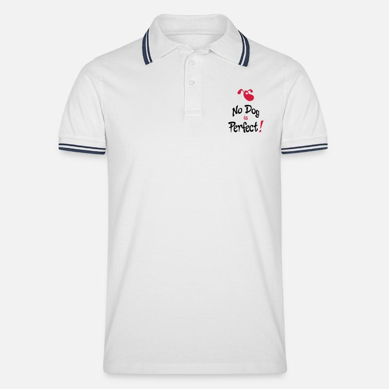 humor hund - Männer Tipped Poloshirt - Weiß/Navy