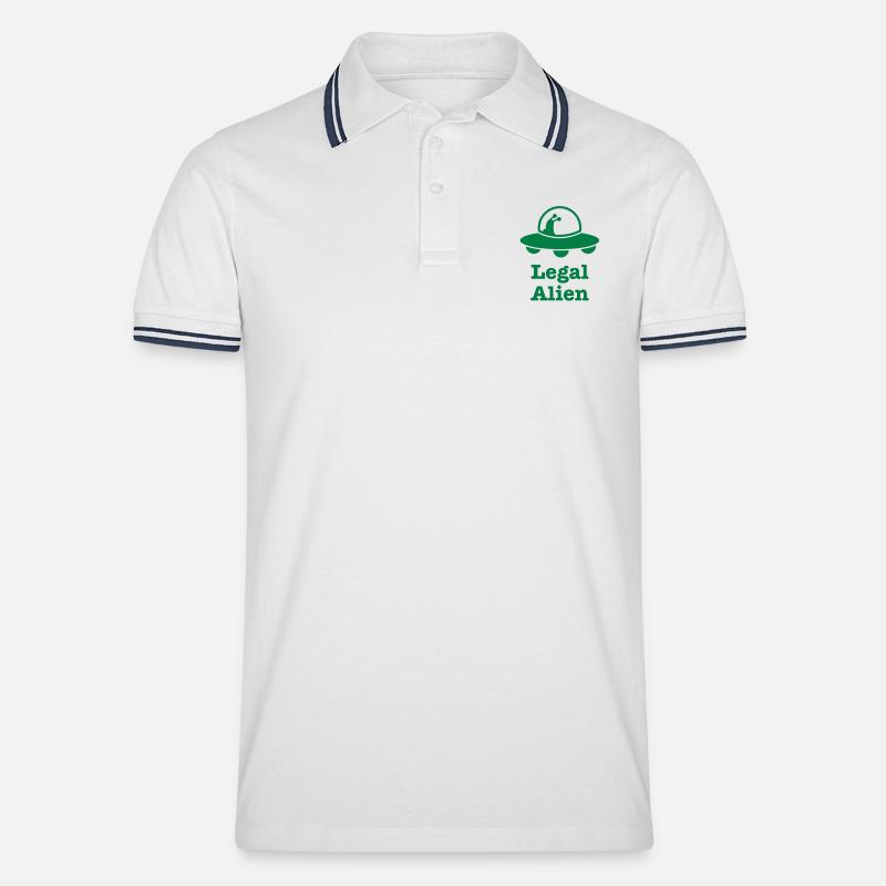 RECHTLICHE ALIEN! - Männer Tipped Poloshirt - Weiß/Navy