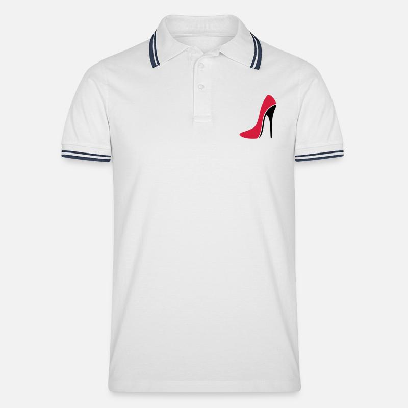 Sexy Stiletto / High Heel - three - Männer Tipped Poloshirt - Weiß/Navy
