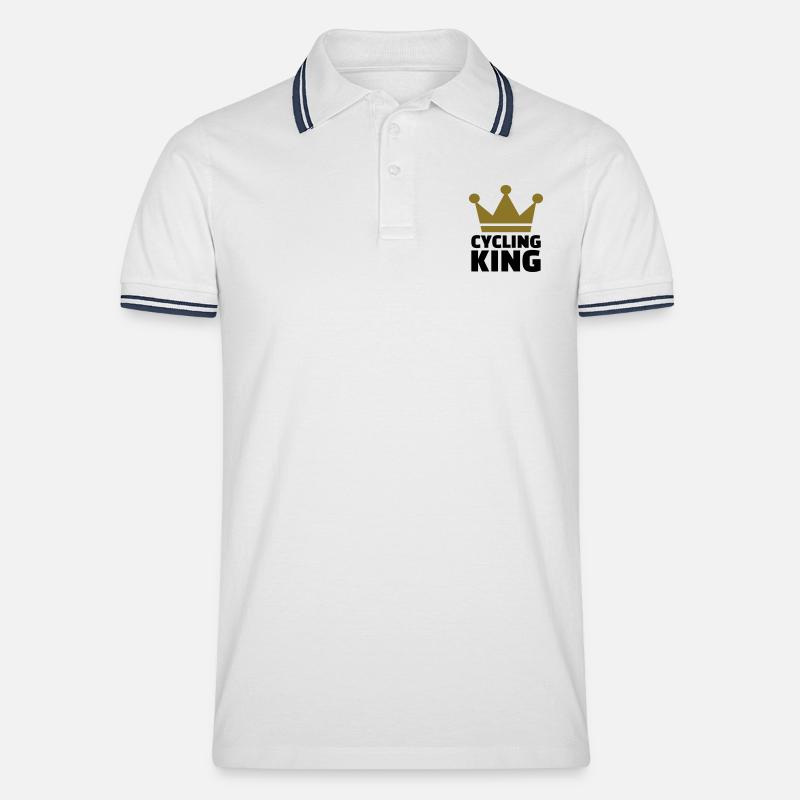 Cycling King - Männer Tipped Poloshirt - Weiß/Navy