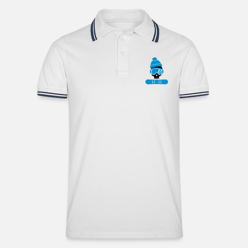Snowboard - Männer Tipped Poloshirt - Weiß/Navy
