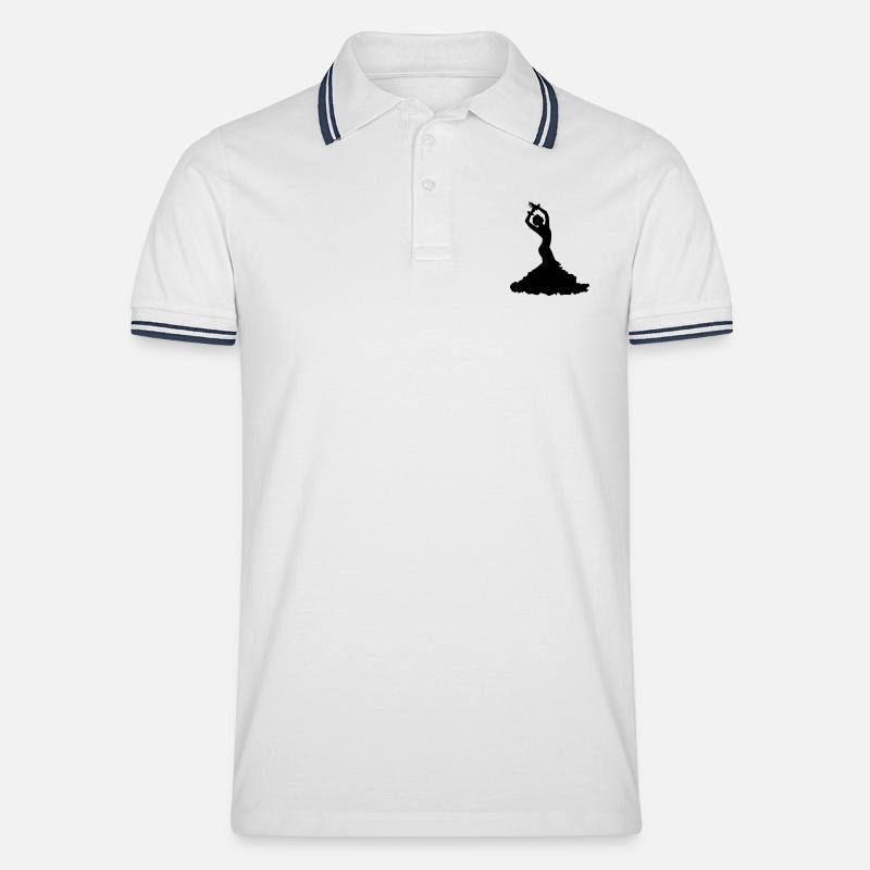 Flamenco - Männer Tipped Poloshirt - Weiß/Navy