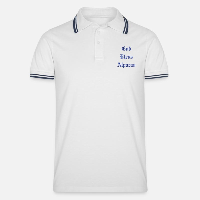 GodBlessAlpacas - Männer Tipped Poloshirt - Weiß/Navy