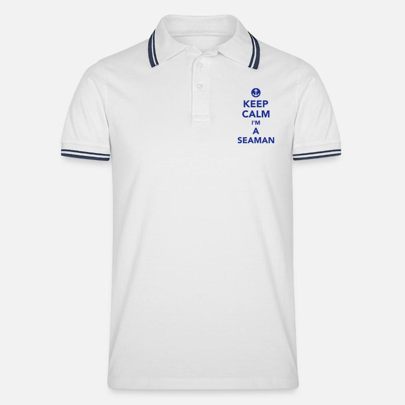 Seemann - Männer Tipped Poloshirt - Weiß/Navy