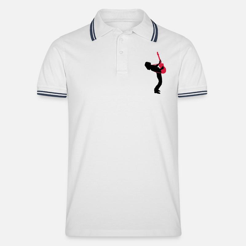 guitar player - Männer Tipped Poloshirt - Weiß/Navy