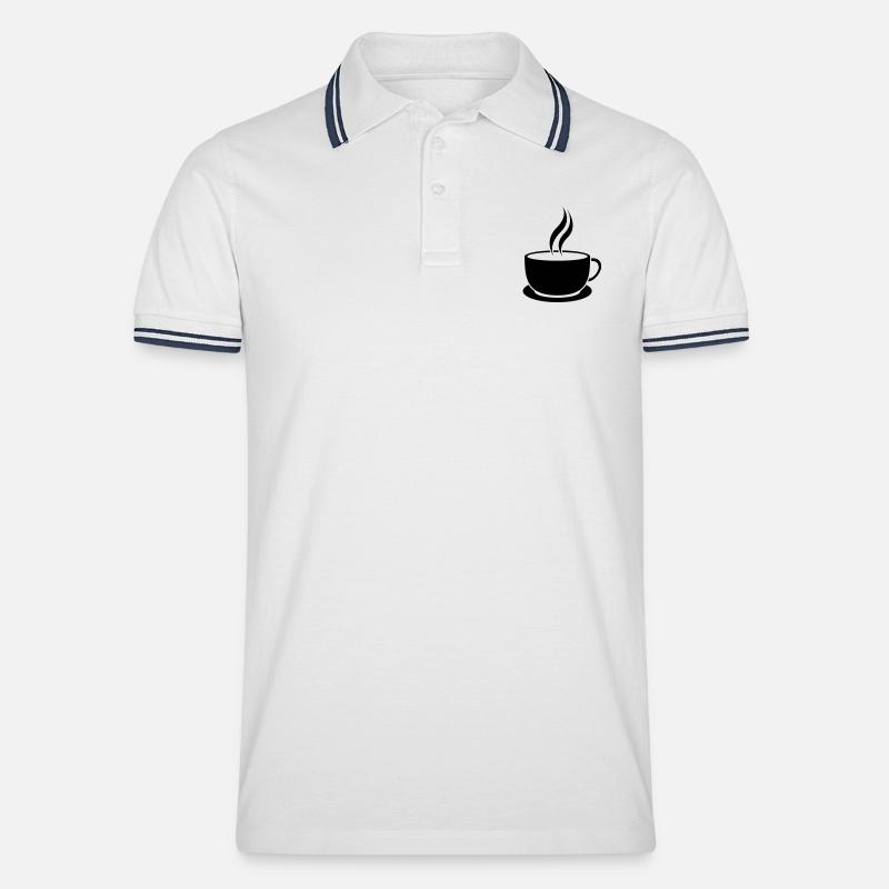 Cafe-Tasse - Männer Tipped Poloshirt - Weiß/Navy