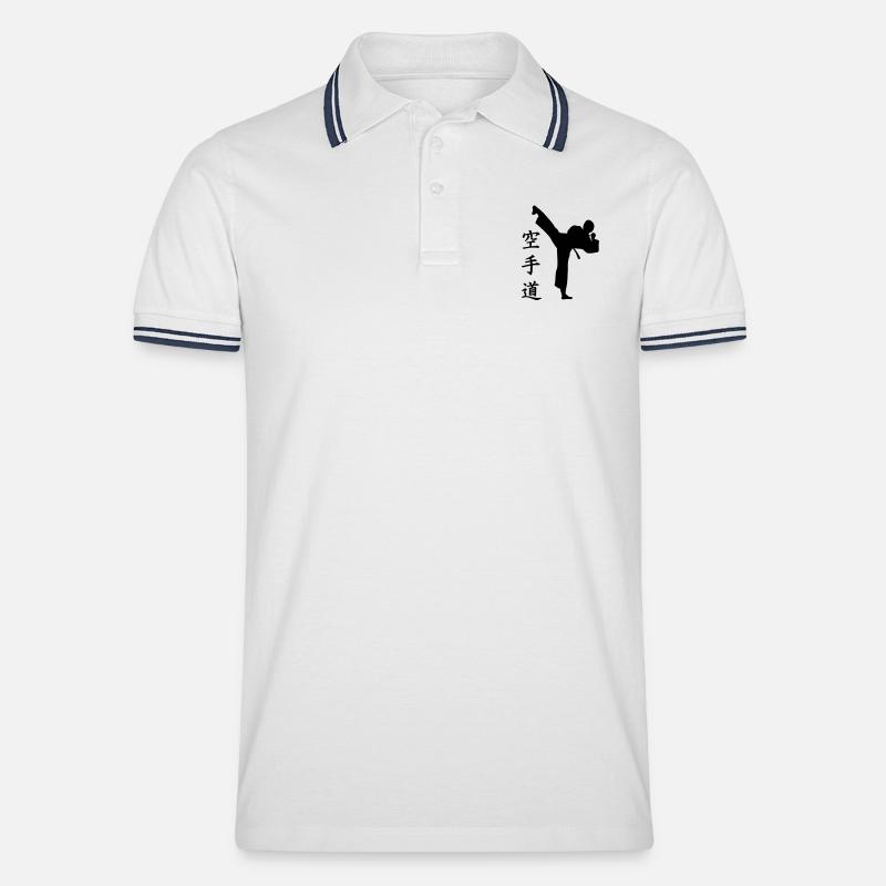 Karate - Männer Tipped Poloshirt - Weiß/Navy