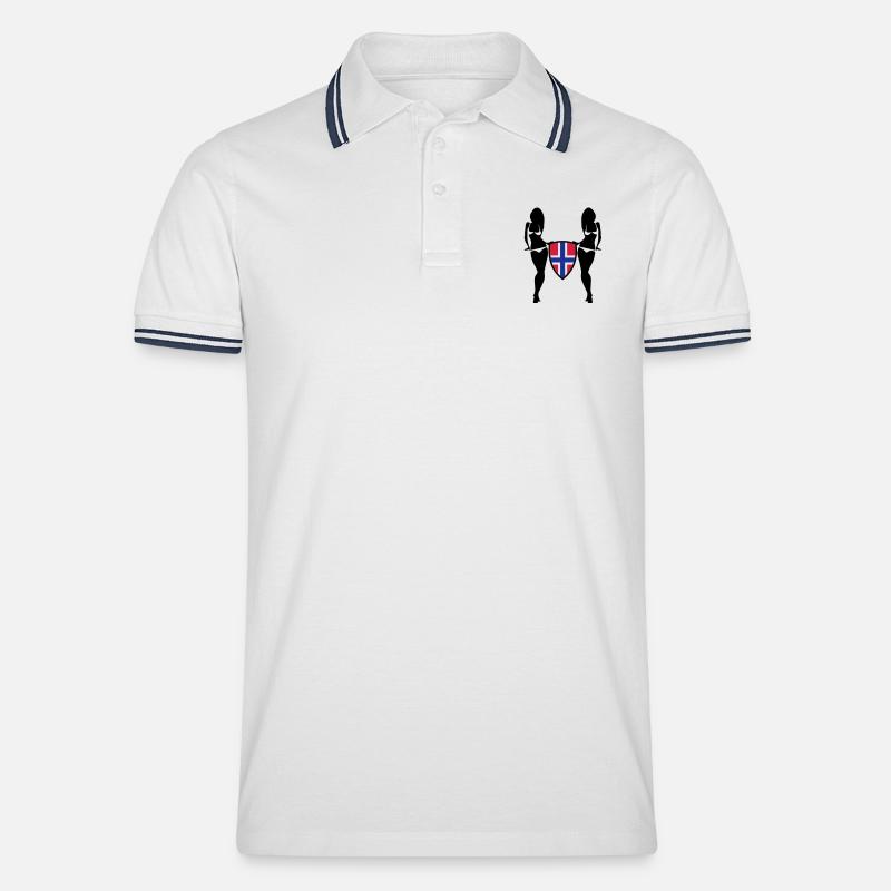 norwegen - Männer Tipped Poloshirt - Weiß/Navy