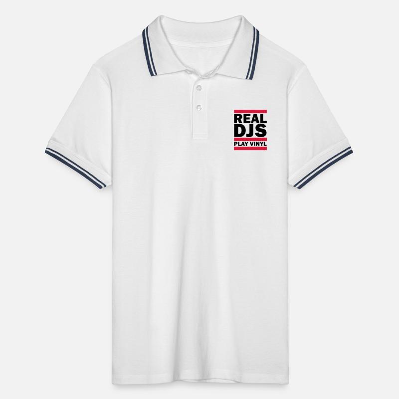 Real DJS PLAY VINYL Men's Tipped Polo Shirt