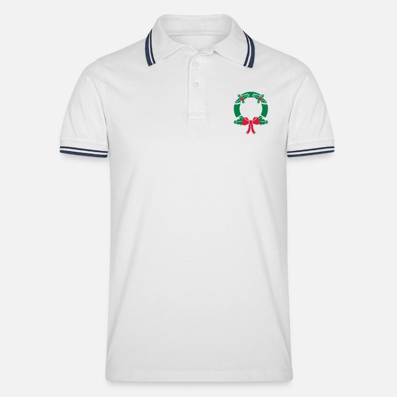 Kranz Weihnachten - Männer Tipped Poloshirt - Weiß/Navy