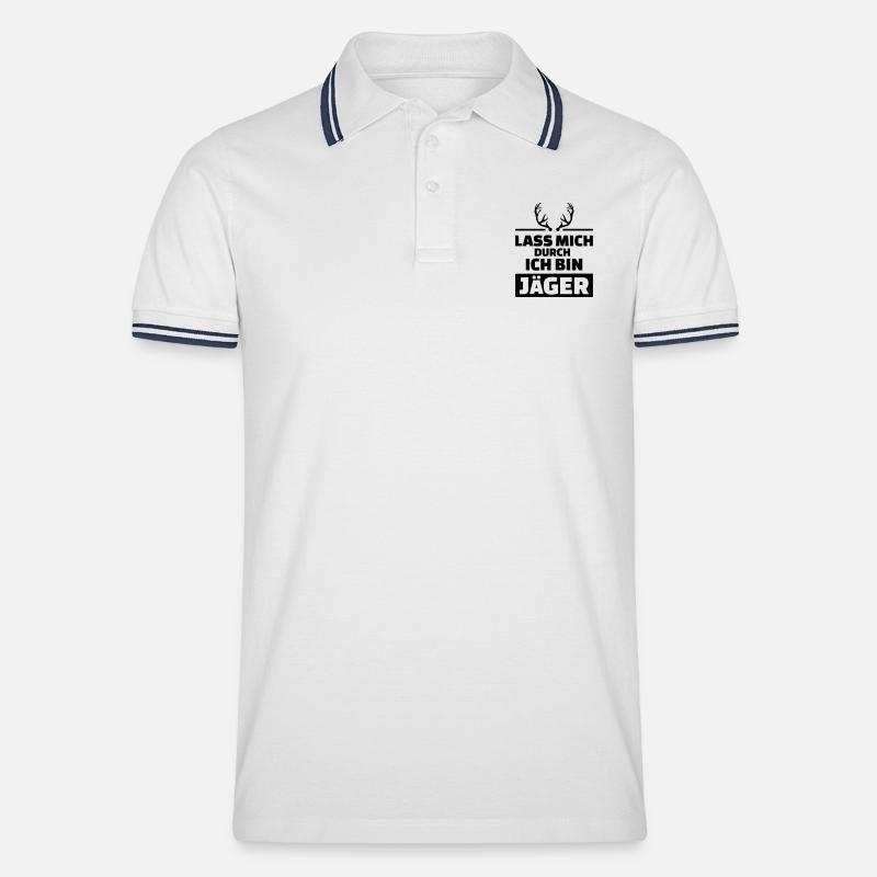 Jäger - Männer Tipped Poloshirt - Weiß/Navy