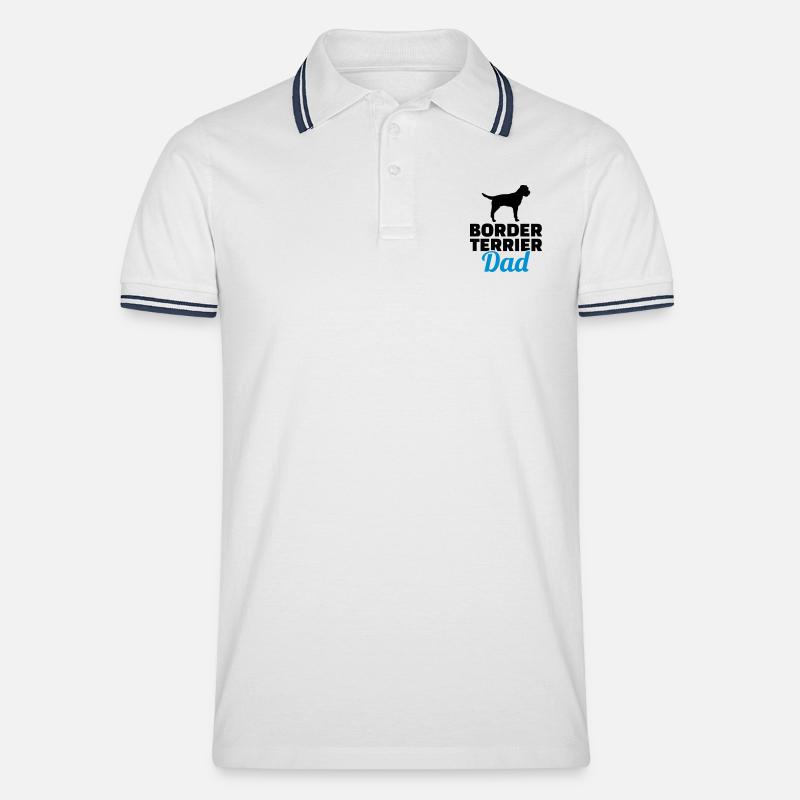 Border Terrier - Männer Tipped Poloshirt - Weiß/Navy