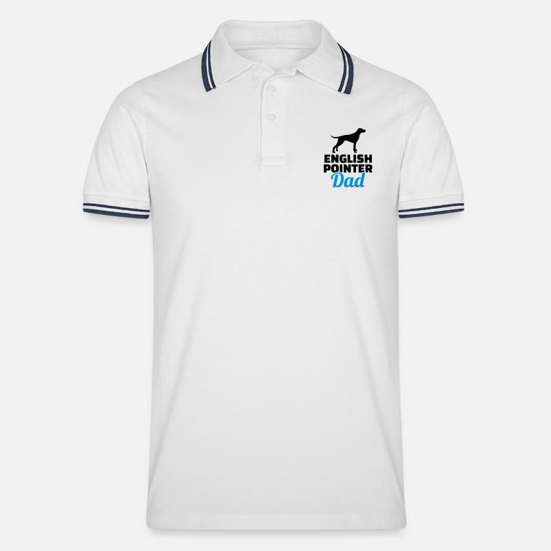 English Pointer - Männer Tipped Poloshirt - Weiß/Navy