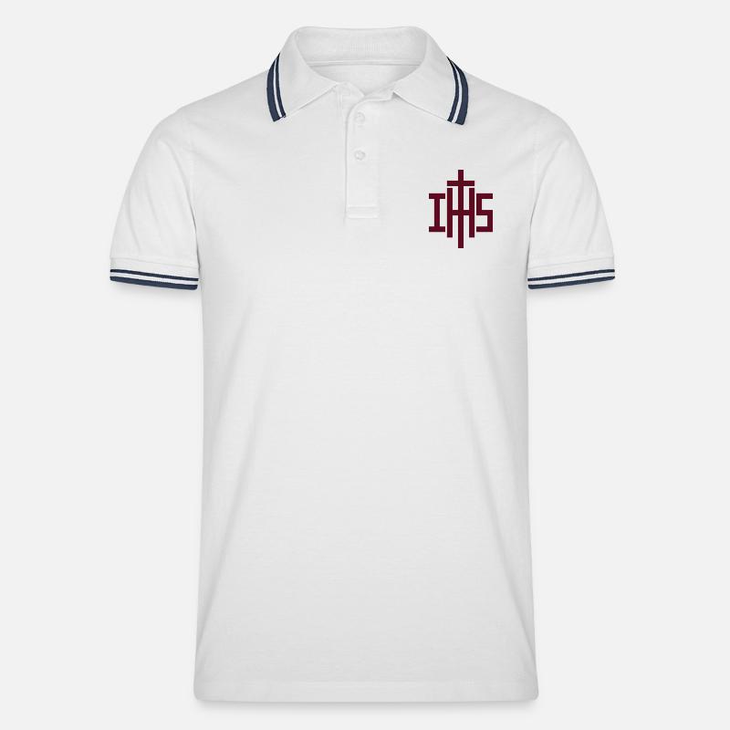 IHS - Männer Tipped Poloshirt - Weiß/Navy
