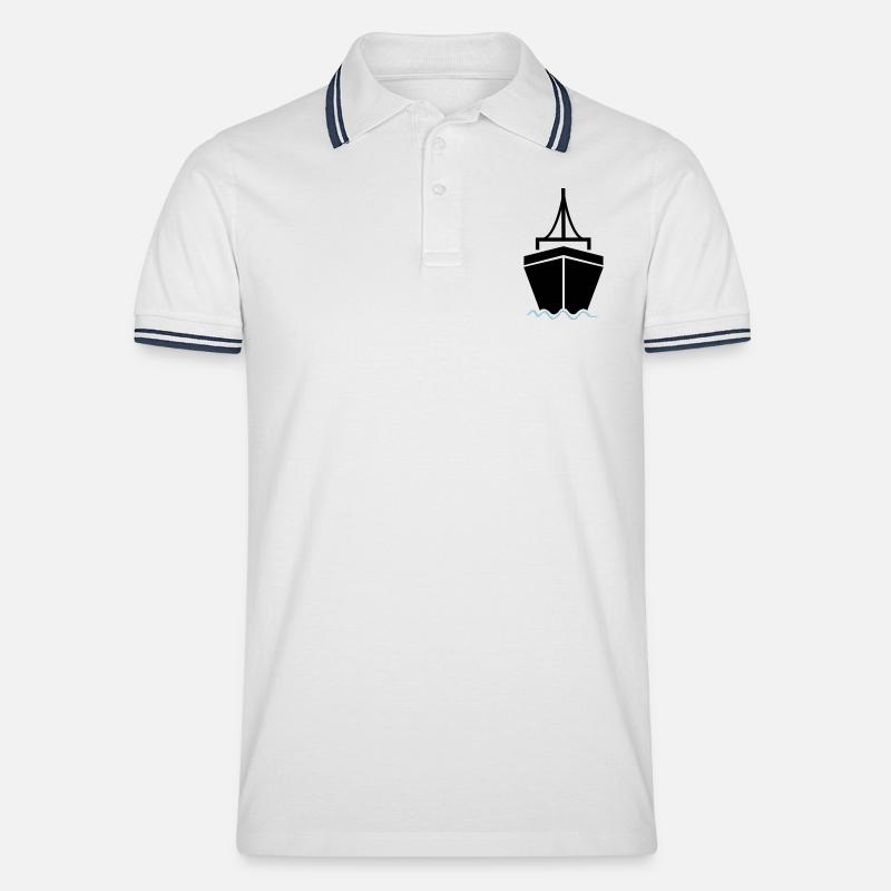 schiff 2 - Männer Tipped Poloshirt - Weiß/Navy