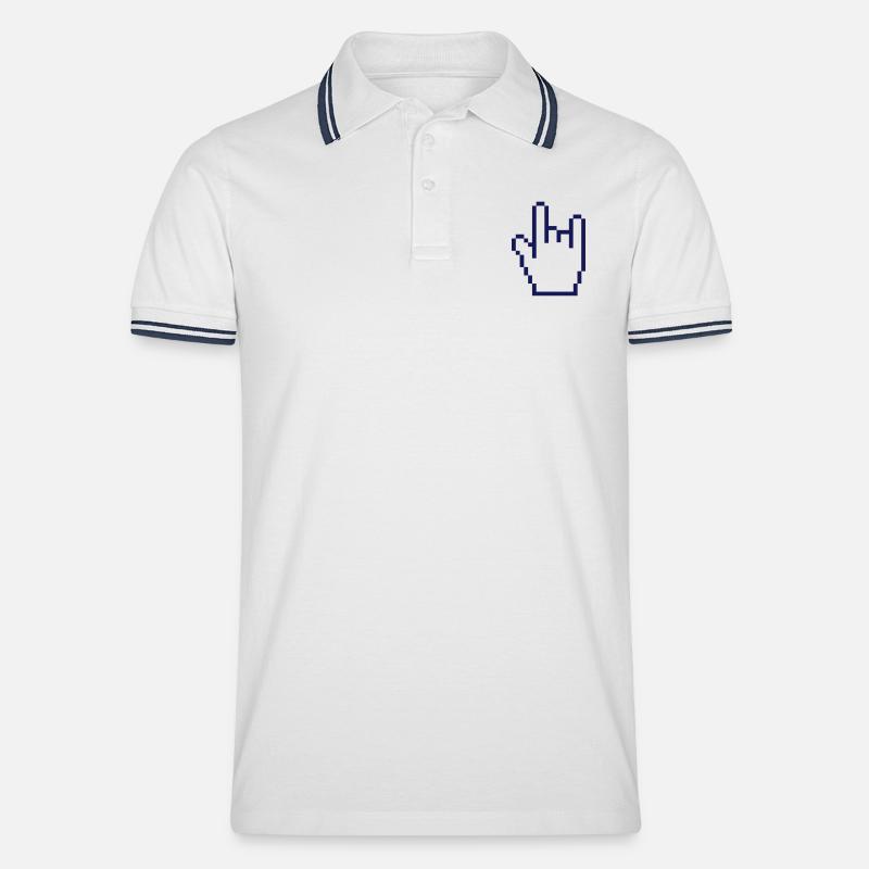 Mano cornuta - Männer Tipped Poloshirt - Weiß/Navy