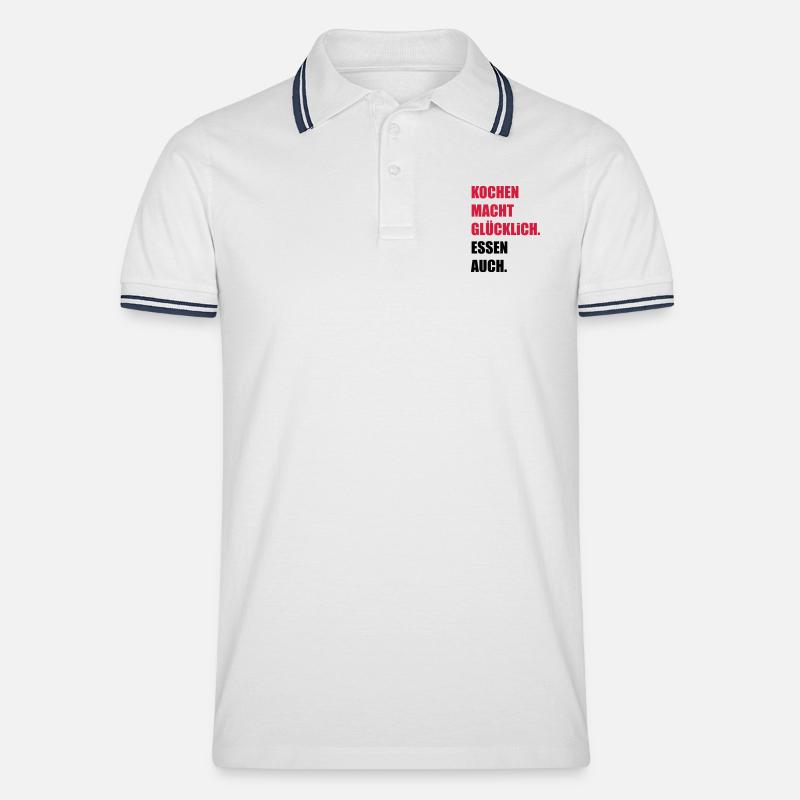 kochen - Männer Tipped Poloshirt - Weiß/Navy
