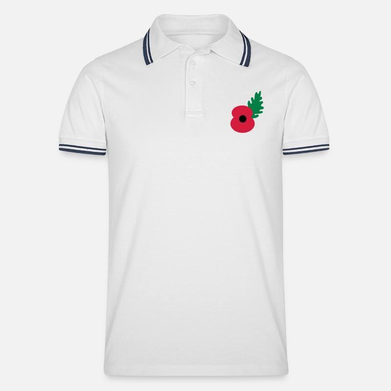 Mohnblüte by_patjila - Männer Tipped Poloshirt - Weiß/Navy