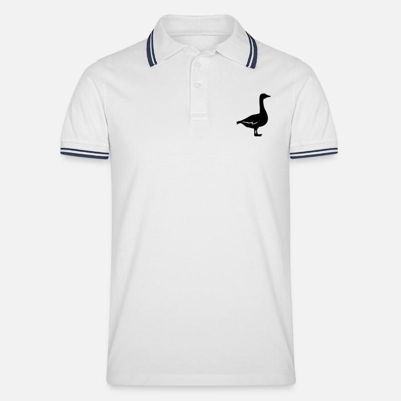 Gans - Männer Tipped Poloshirt - Weiß/Navy