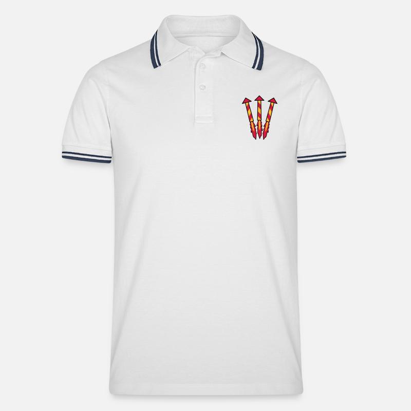 Firework Rockets - Männer Tipped Poloshirt - Weiß/Navy