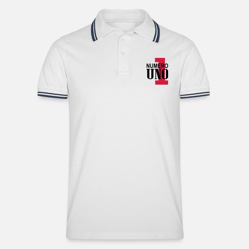 NUMERO UNO - Männer Tipped Poloshirt - Weiß/Navy