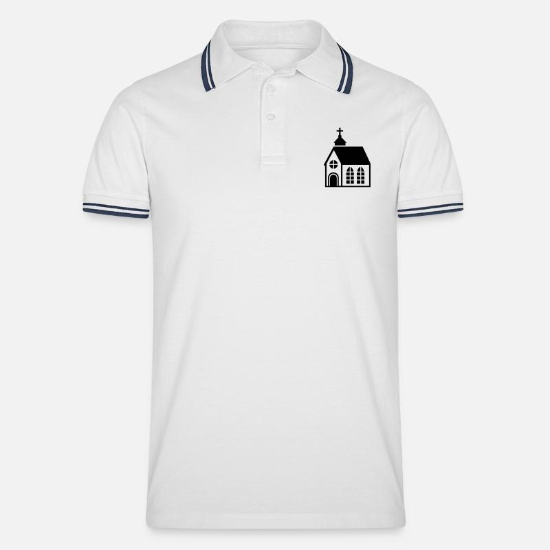 Kirche - Männer Tipped Poloshirt - Weiß/Navy