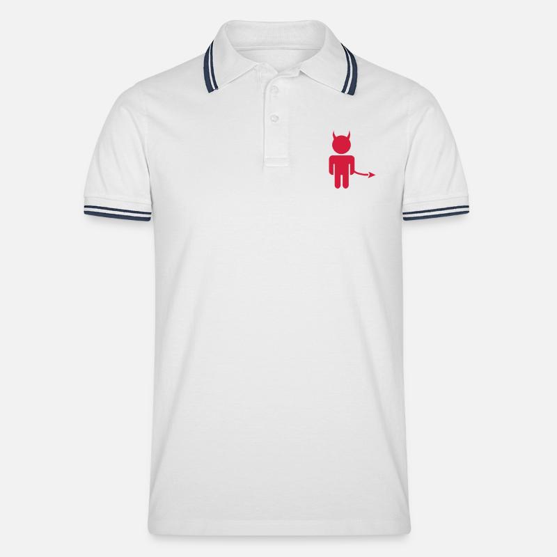Little Devil - Männer Tipped Poloshirt - Weiß/Navy