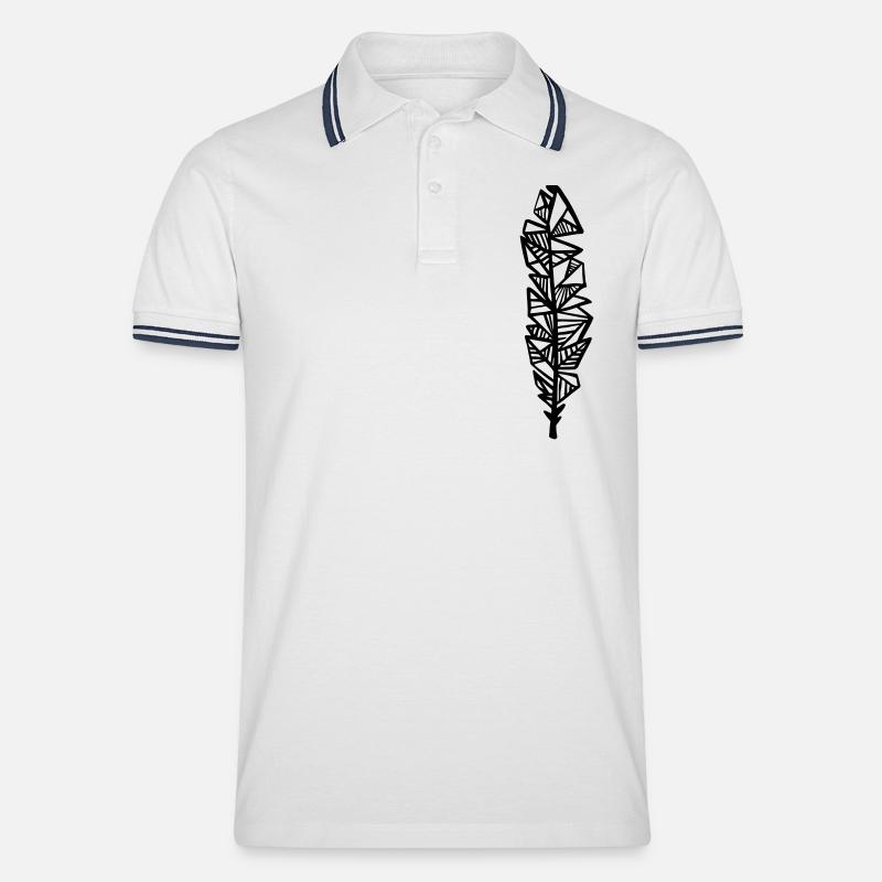 Feder - Männer Tipped Poloshirt - Weiß/Navy