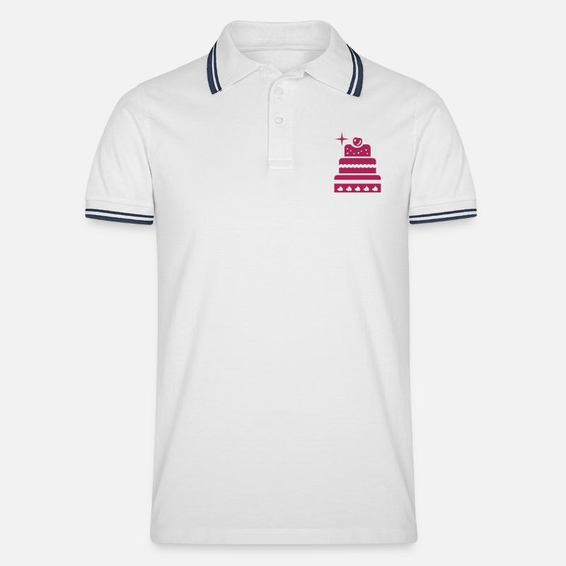 Torte 1C - Männer Tipped Poloshirt - Weiß/Navy